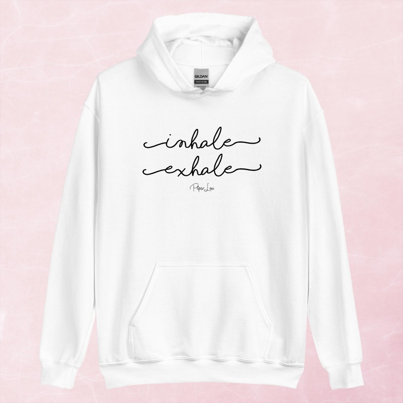Inhale Exhale Graphic Hoodie|Red|Heliconia|Irish Green|Orange|Military Green|Carolina Blue|Gold|Sand|Light Pink|Ash|White|S|M|L|XL|2XL|3XL|4XL|5XL