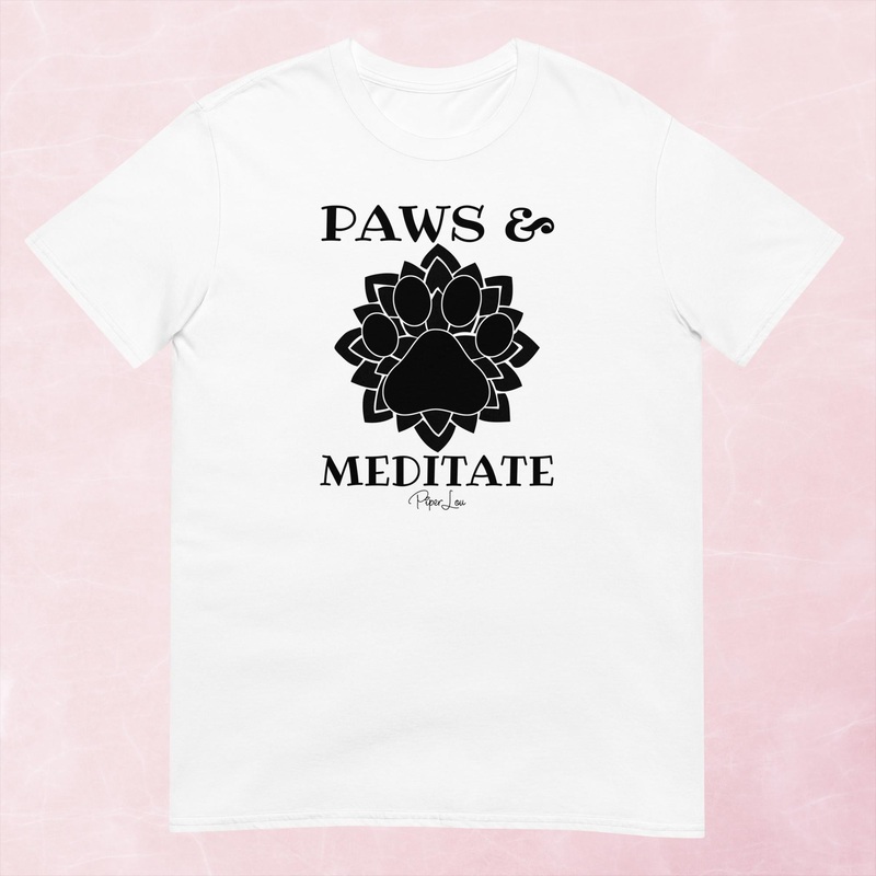 Paws And Meditate Graphic Tee|Heather Red|Tropical Blue|Sand|Light Blue|Sport Grey|Cornsilk|White|S|M|L|XL|2XL|3XL