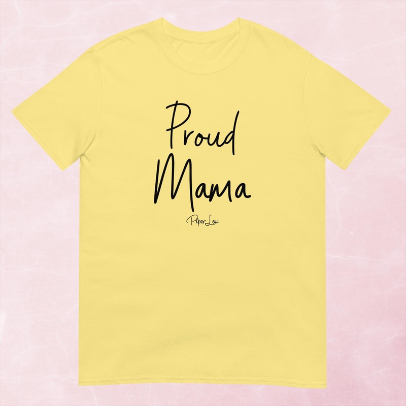 Proud Mama Graphic Tee|Heather Red|Tropical Blue|Sand|Light Blue|Sport Grey|Cornsilk|White|S|M|L|XL|2XL|3XL