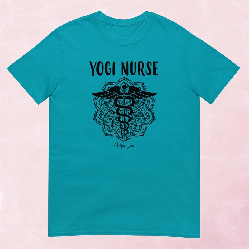 Yogi Nurse Graphic Tee|Heather Red|Tropical Blue|Sand|Light Blue|Sport Grey|Cornsilk|White|S|M|L|XL|2XL|3XL