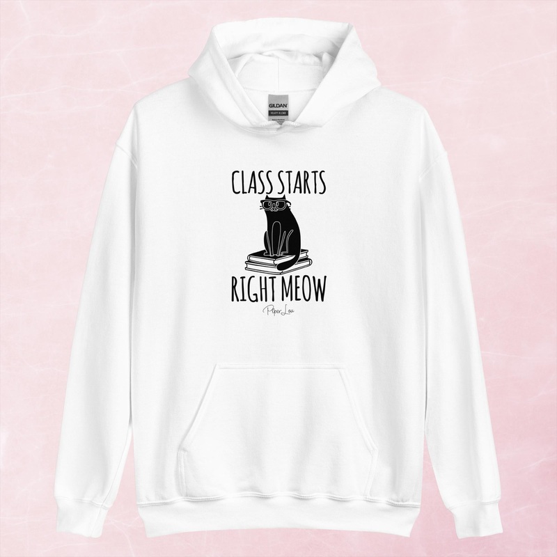 Class Starts Right Meow Graphic Hoodie