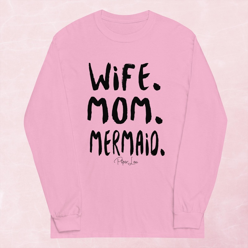 Wife Mom Mermaid Graphic Long Sleeve Tee