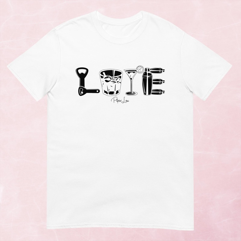Bartender Love Graphic Tee|Heather Red|Tropical Blue|Sand|Light Blue|Sport Grey|Cornsilk|White|S|M|L|XL|2XL|3XL