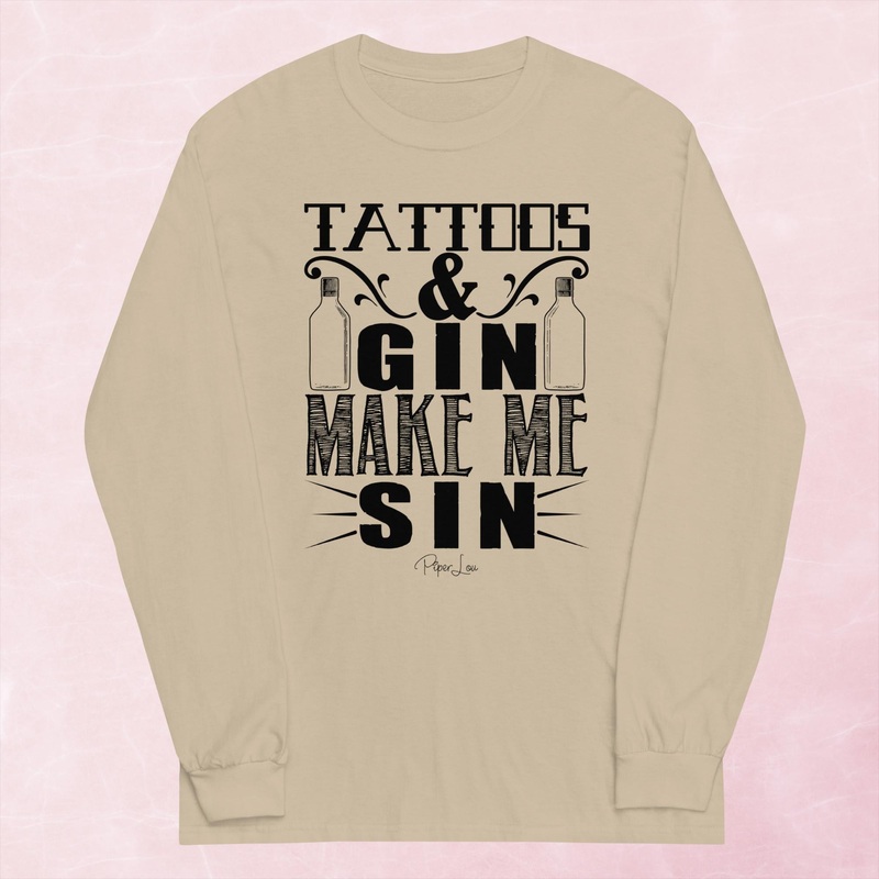 Tattoos And Gin Make Me Sin Graphic Long Sleeve Tee