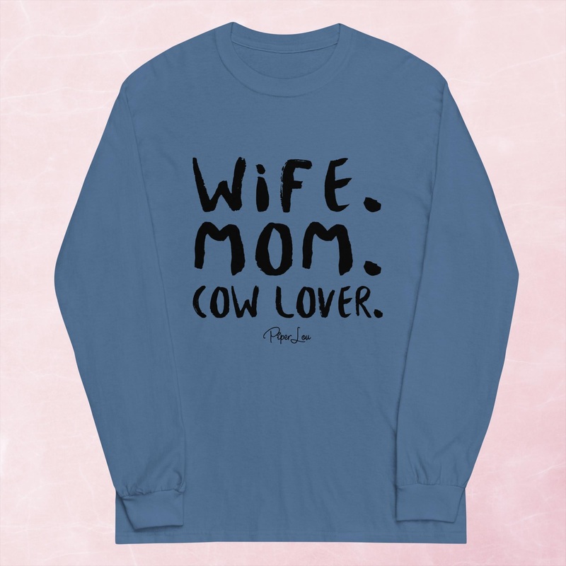 Wife Mom Cow Lover Graphic Long Sleeve Tee