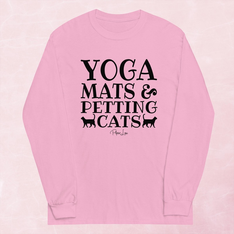 Yoga Mats And Petting Cats Graphic Long Sleeve Tee
