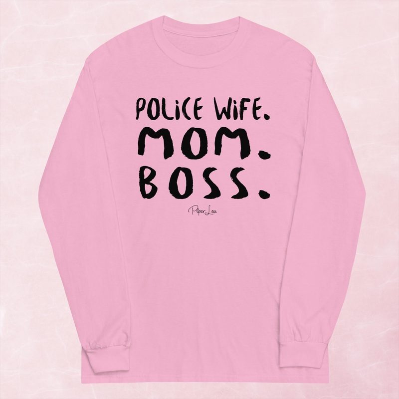 Police Wife Mom Boss Graphic Long Sleeve Tee