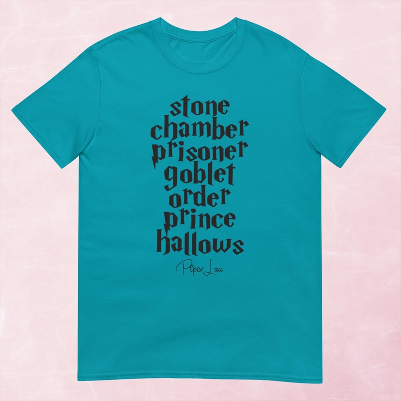 Potter Books Graphic Tee|Heather Red|Tropical Blue|Sand|Light Blue|Sport Grey|Cornsilk|White|S|M|L|XL|2XL|3XL