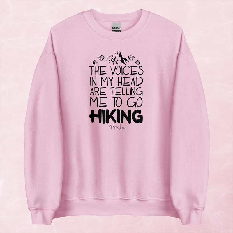 The Voices In My Head Are Telling Me To Go Hiking Graphic Crewneck Sweatshirt