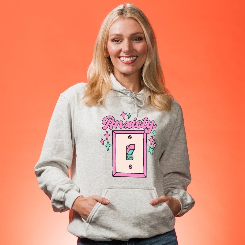 Anxiety ON Graphic Hoodie|Red|Heliconia|Irish Green|Orange|Military Green|Carolina Blue|Gold|Sand|Light Pink|Ash|White|S|M|L|XL|2XL|3XL|4XL|5XL