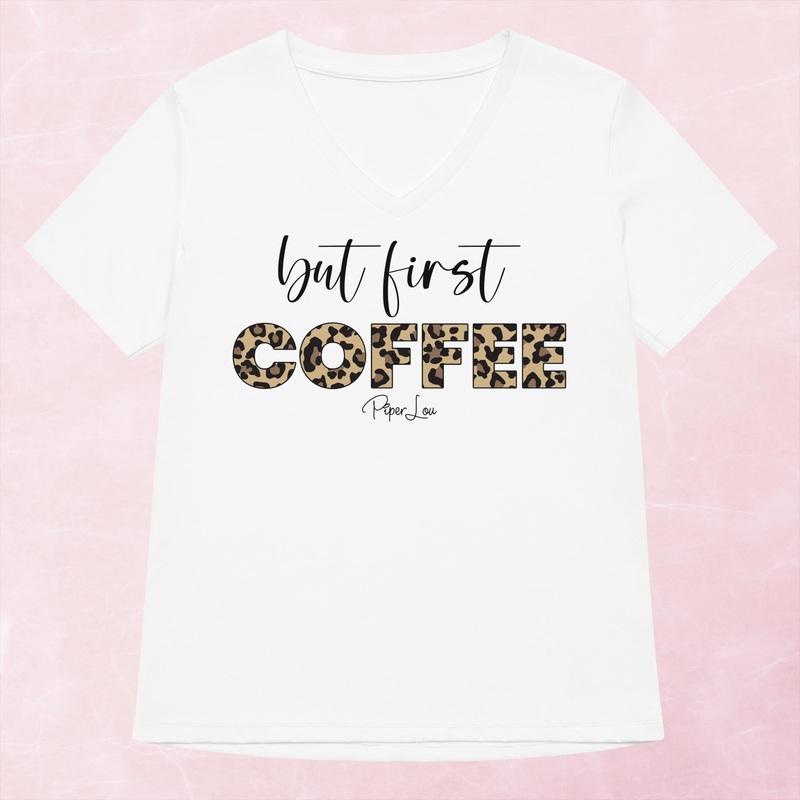 But First Coffee Leopard Women’s Graphic V-Neck
