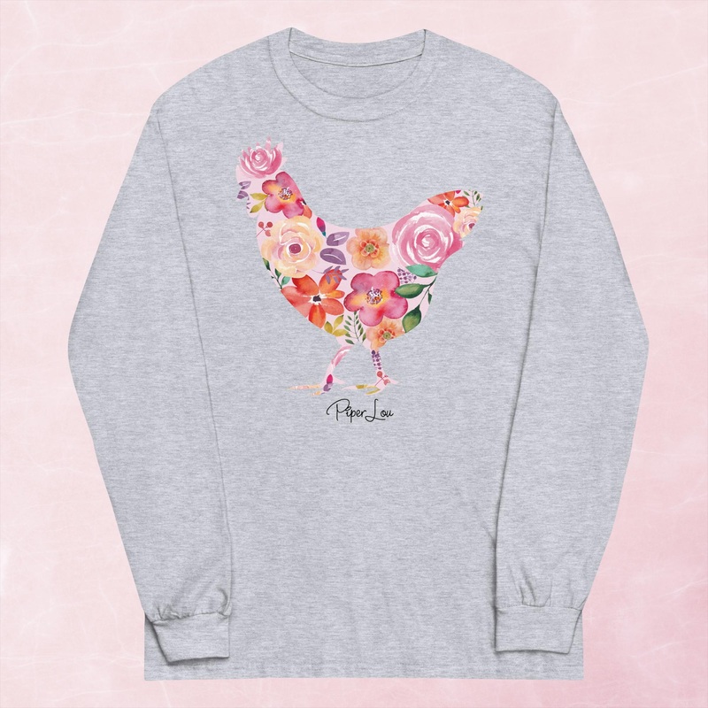 Floral Chicken Graphic Long Sleeve Tee