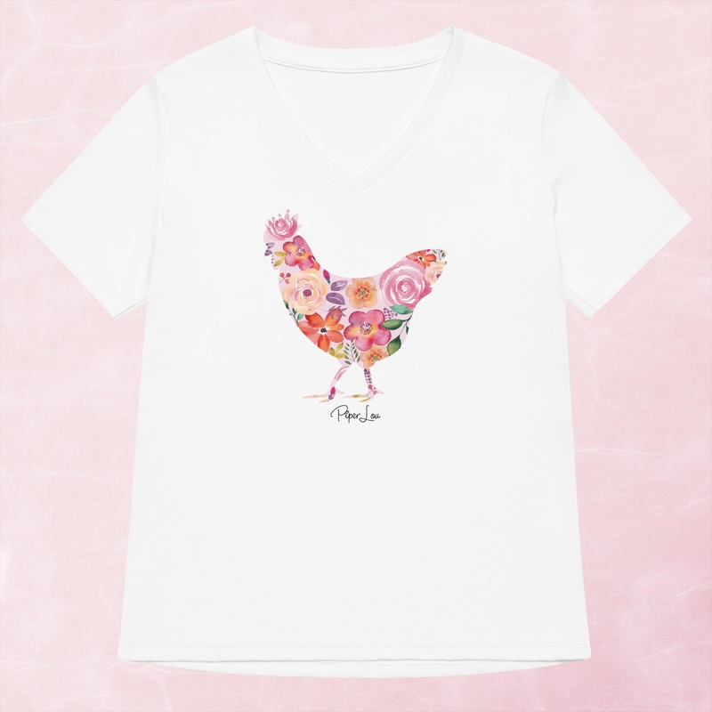 Floral Chicken Women’s Graphic V-Neck