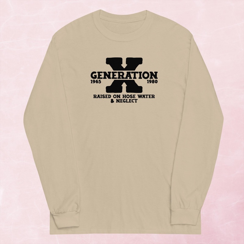 Gen X Graphic Long Sleeve Tee|Red|Indigo Blue|Sport Grey|Light Blue|Sand|Light Pink|White|S|M|L|XL|2XL|3XL|4XL