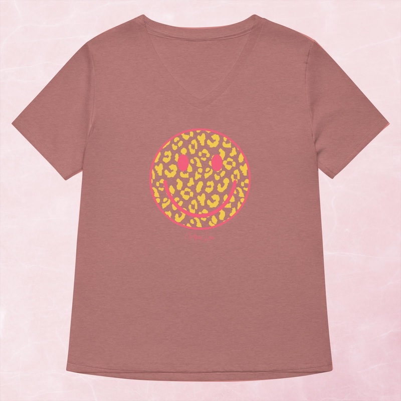 Leopard Smiley Women’s Graphic V-Neck