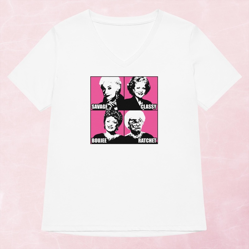 Savage Classy Boujee Ratchet Golden Women’s Graphic V-Neck