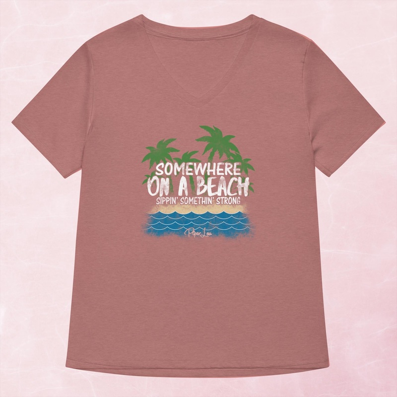 Somewhere On A Beach Women’s Graphic V-Neck