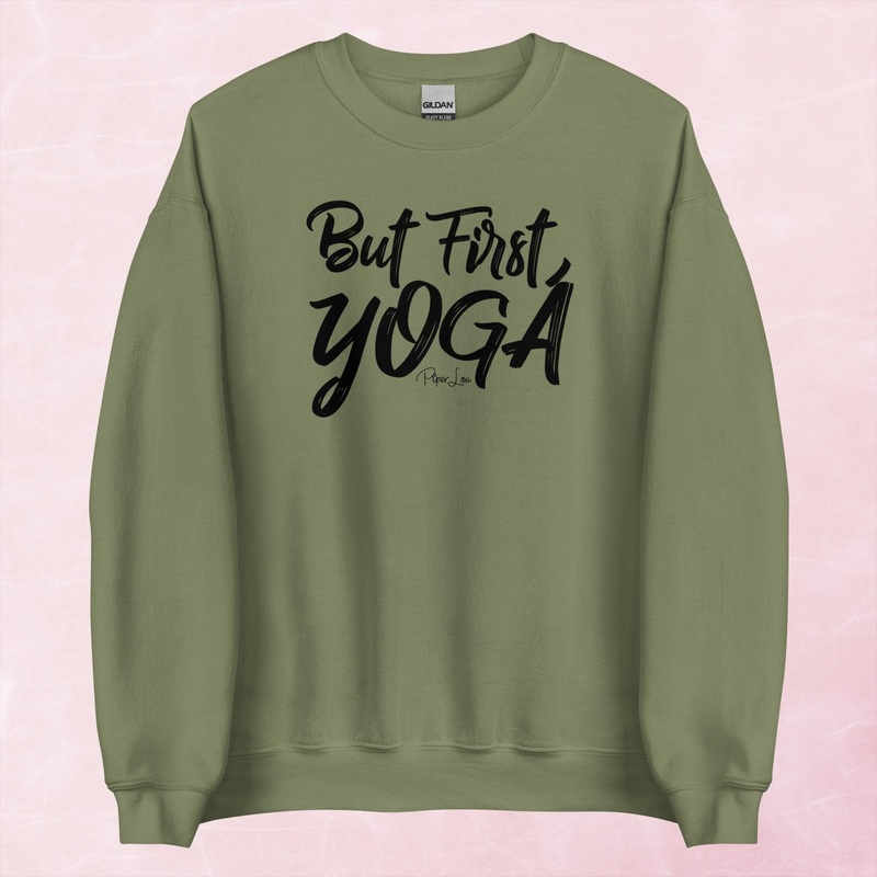 But First Yoga Graphic Crewneck Sweatshirt