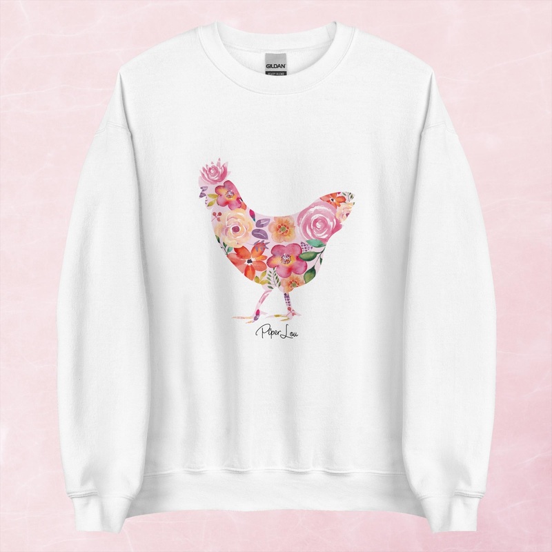 Floral Chicken Graphic Crewneck Sweatshirt