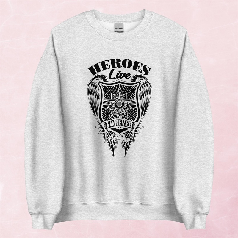Heroes Live Forever Graphic Crewneck Sweatshirt