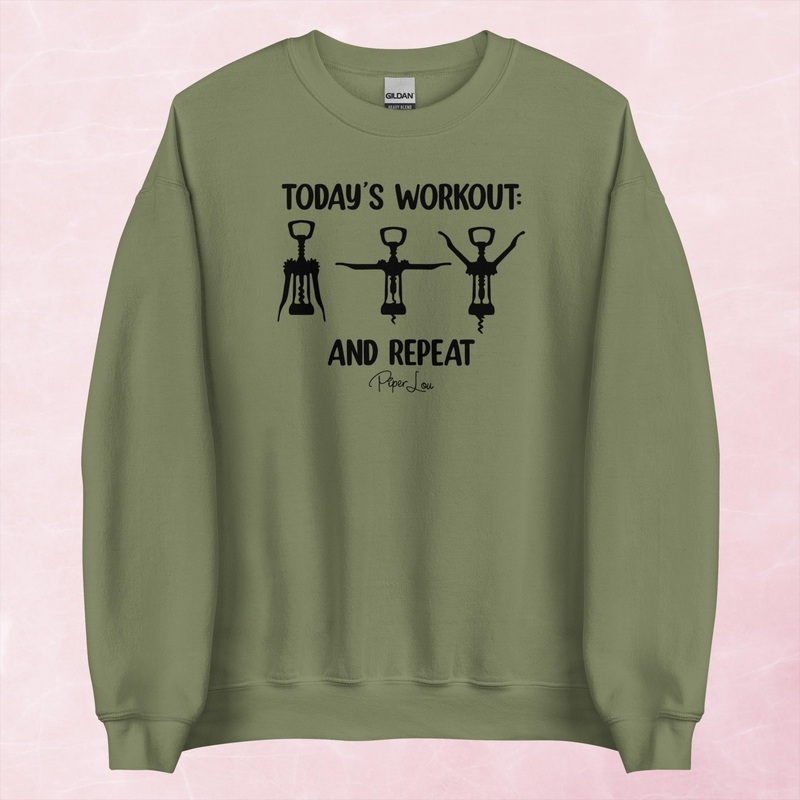Today’s Workout & Repeat (Wine) Graphic Crewneck Sweatshirt
