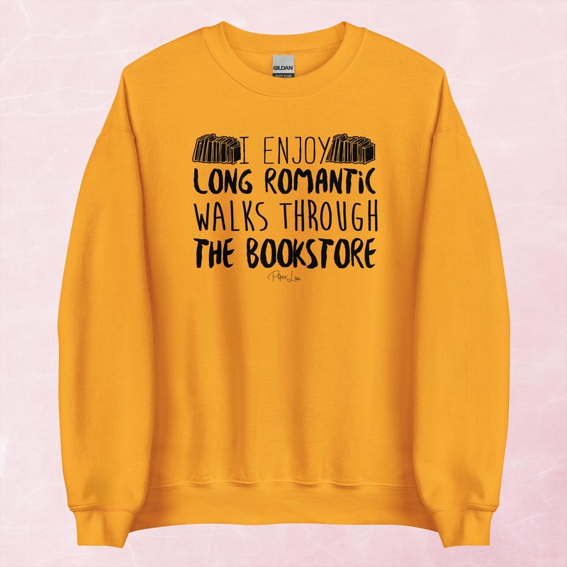 I Enjoy Long Romantic Walks To The Book Store Graphic Crewneck Sweatshirt