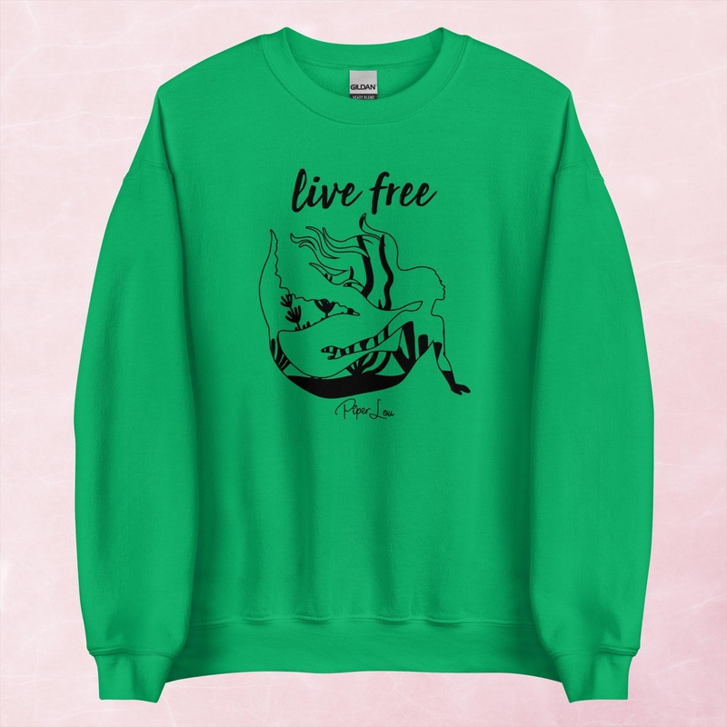 Live Free Mermaid Graphic Crewneck Sweatshirt