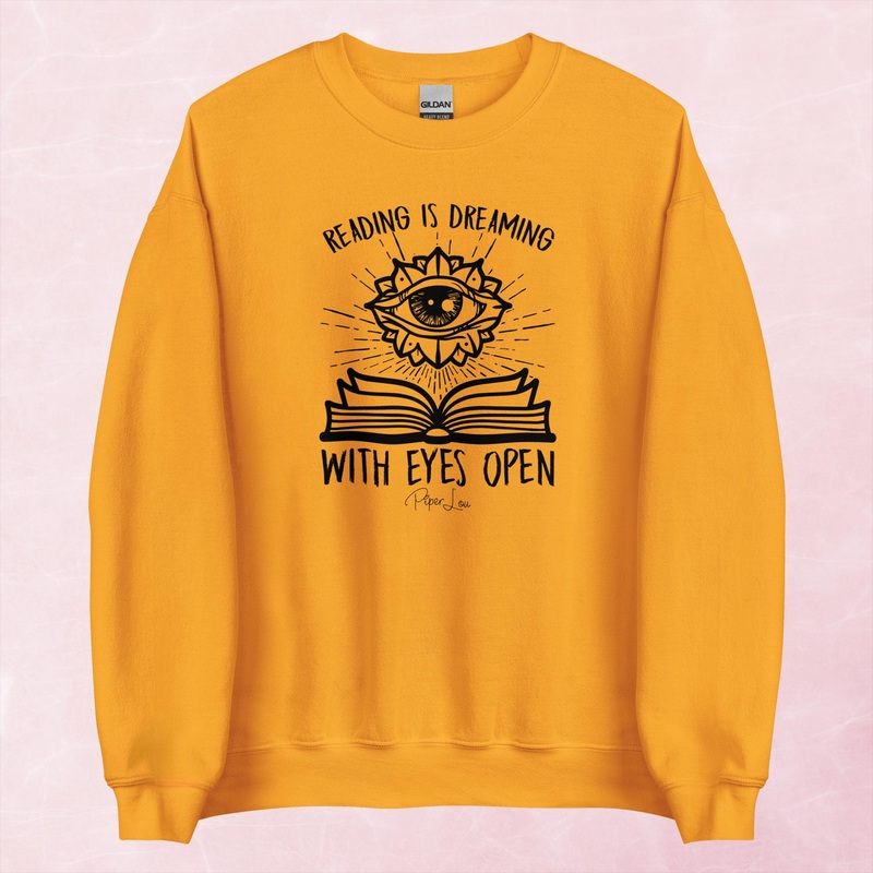 Reading Is Dreaming With Eyes Open Graphic Crewneck Sweatshirt