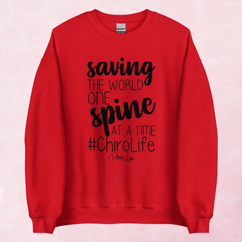 Saving The World One Spine At A Time Graphic Crewneck Sweatshirt