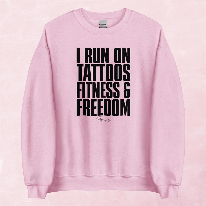 Tattoos Fitness Freedom Graphic Crewneck Sweatshirt
