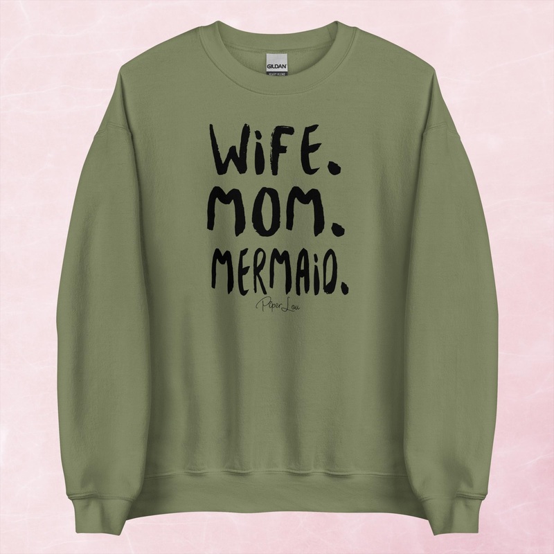 Wife Mom Mermaid Graphic Crewneck Sweatshirt