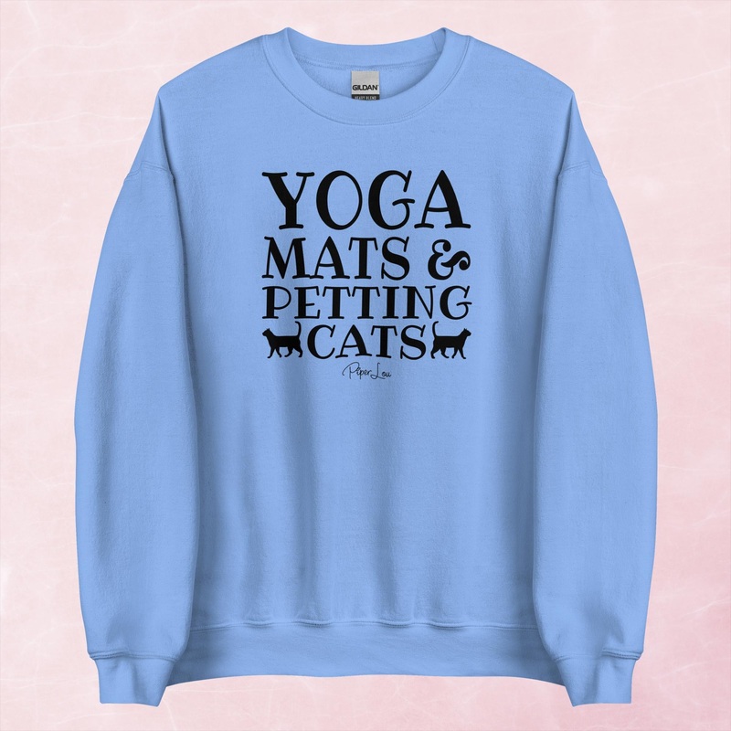 Yoga Mats And Petting Cats Graphic Crewneck Sweatshirt