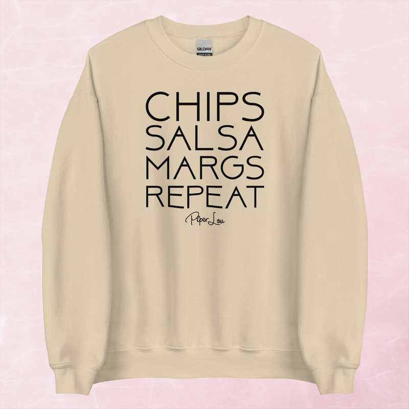 Chips Salsa Margs Repeat Graphic Crewneck Sweatshirt