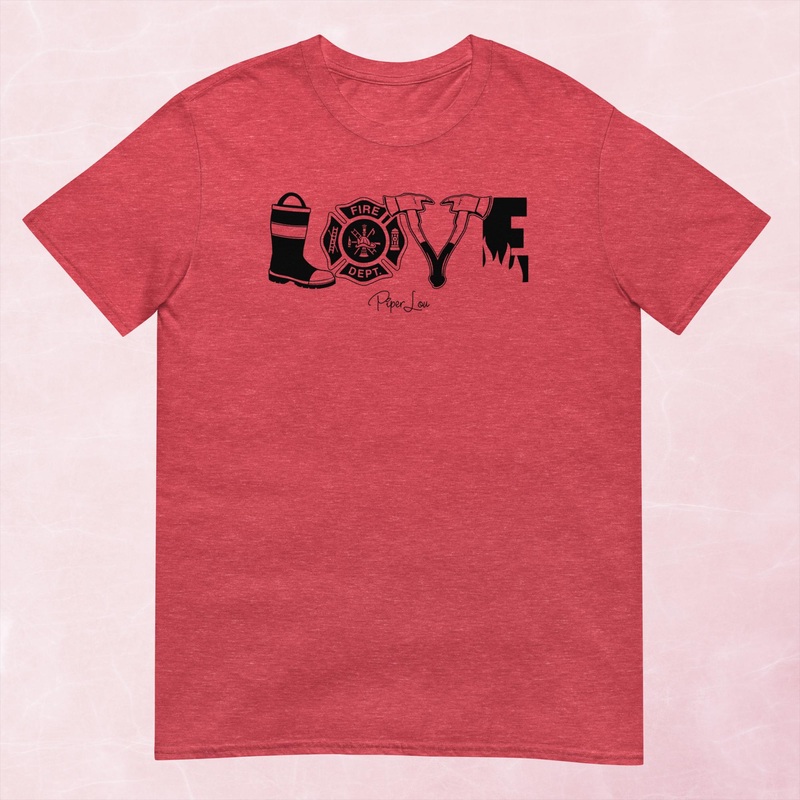 Fire LOVE Graphic Tee|Heather Red|Tropical Blue|Sand|Light Blue|Sport Grey|Cornsilk|White|S|M|L|XL|2XL|3XL