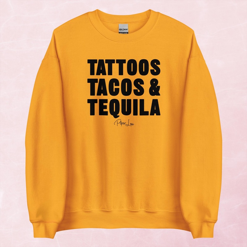 Tattoos Tacos And Tequila Graphic Crewneck Sweatshirt