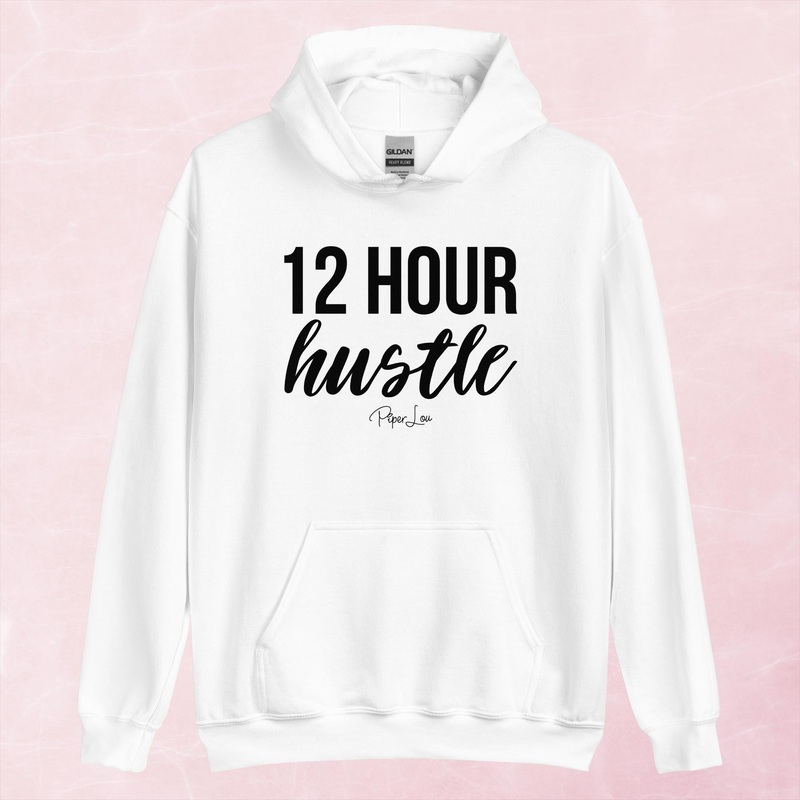 12 Hour Hustle Graphic Hoodie|Red|Heliconia|Irish Green|Orange|Military Green|Carolina Blue|Gold|Sand|Light Pink|Ash|White|S|M|L|XL|2XL|3XL|4XL|5XL