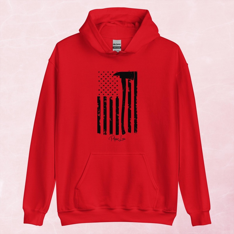 Firefighter Axe Flag Graphic Hoodie
