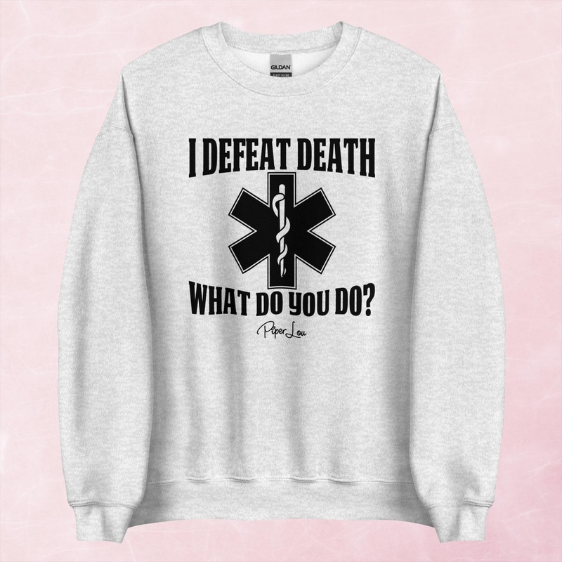 Defeat Death Graphic Crewneck Sweatshirt