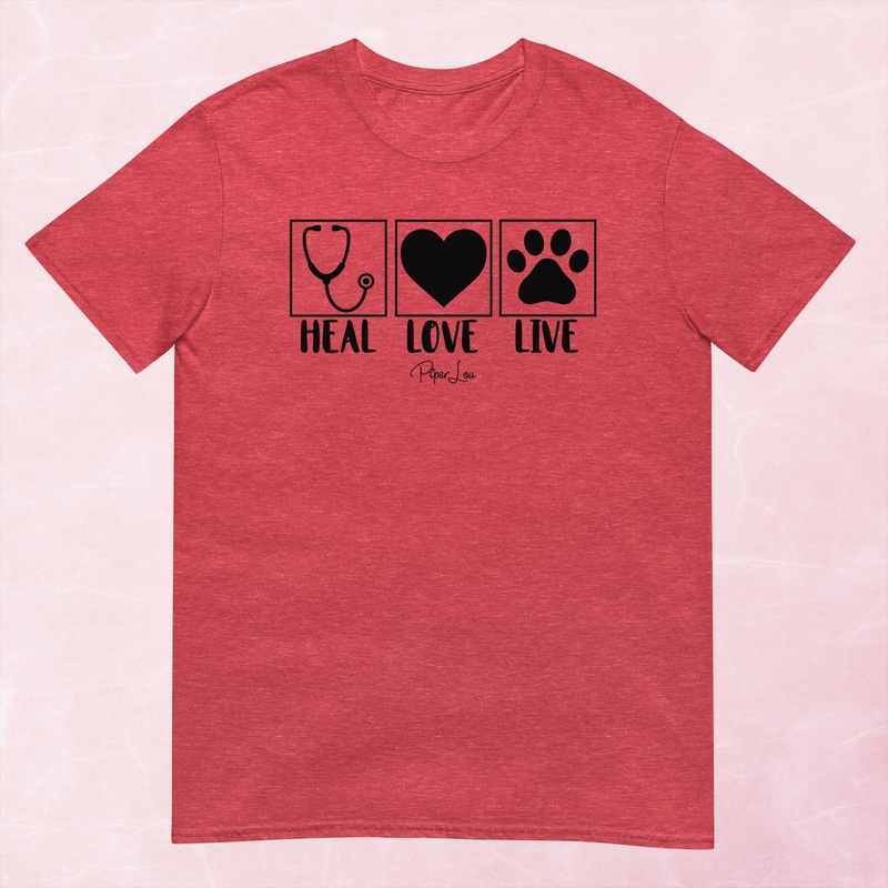 Heal Love Live Graphic Tee|Heather Red|Tropical Blue|Sand|Light Blue|Sport Grey|Cornsilk|White|S|M|L|XL|2XL|3XL