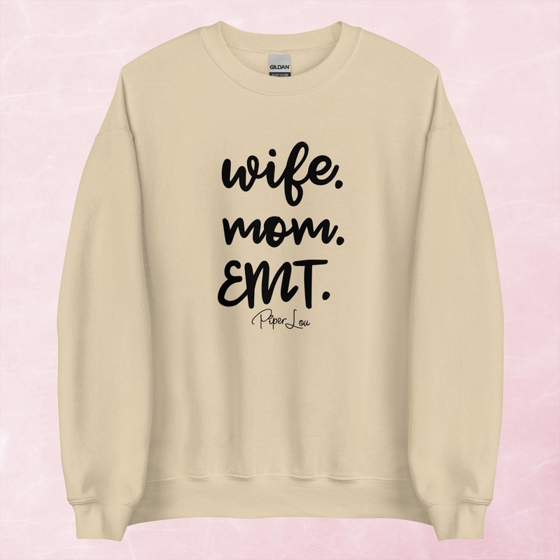 Wife Mom EMT Graphic Crewneck Sweatshirt