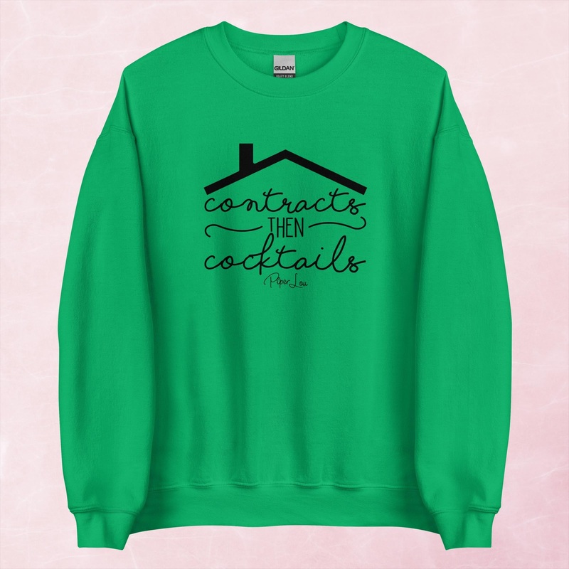 Contracts Then Cocktails Graphic Crewneck Sweatshirt