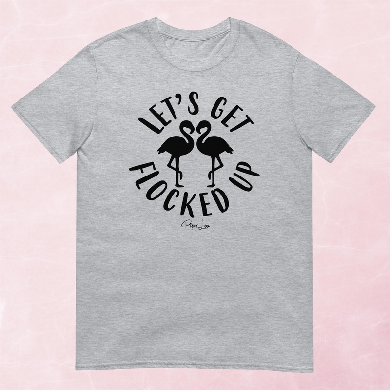 Let’s Get Flocked Graphic Tee|Heather Red|Tropical Blue|Sand|Light Blue|Sport Grey|Cornsilk|White|S|M|L|XL|2XL|3XL