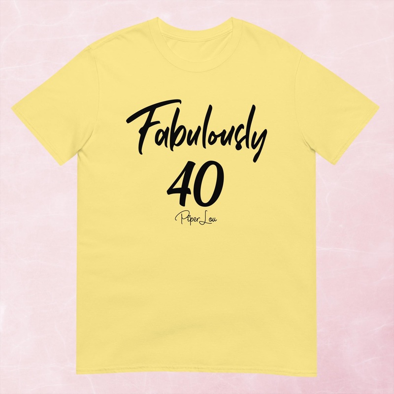 Fabulously 40 Graphic Tee|Heather Red|Tropical Blue|Sand|Light Blue|Sport Grey|Cornsilk|White|S|M|L|XL|2XL|3XL