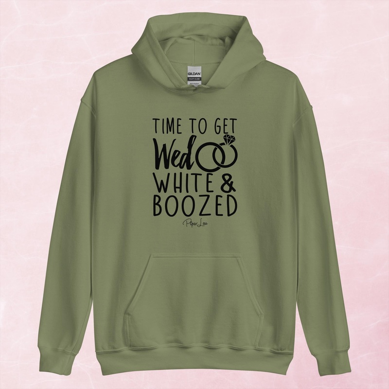 Time To Get Wed White And Boozed Graphic Hoodie