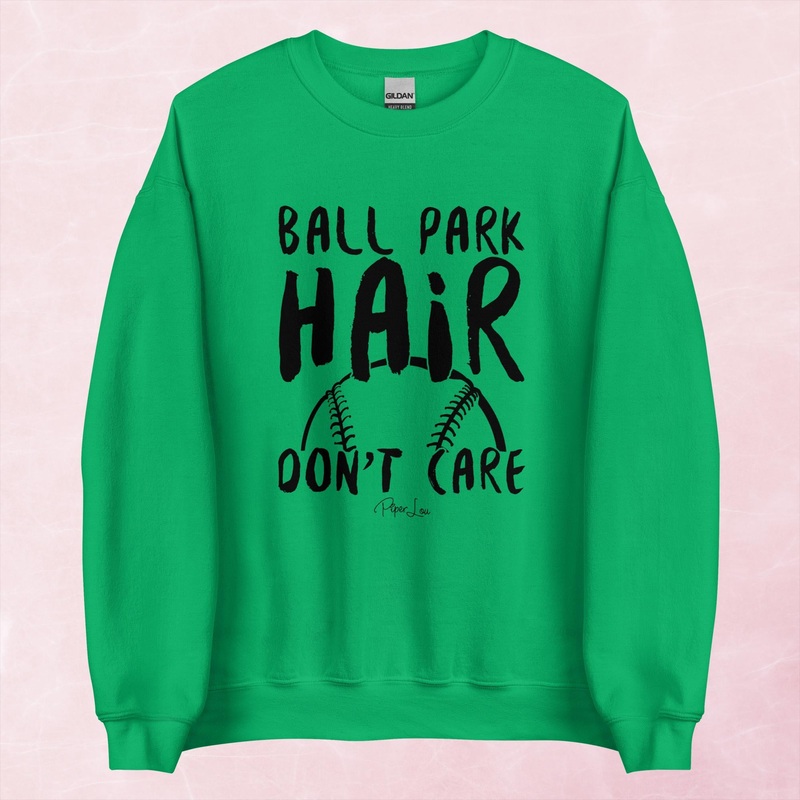 Ballpark Hair Don’t Care Graphic Crewneck Sweatshirt
