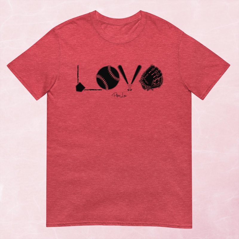 Baseball Love Graphic Tee|Heather Red|Tropical Blue|Sand|Light Blue|Sport Grey|Cornsilk|White|S|M|L|XL|2XL|3XL