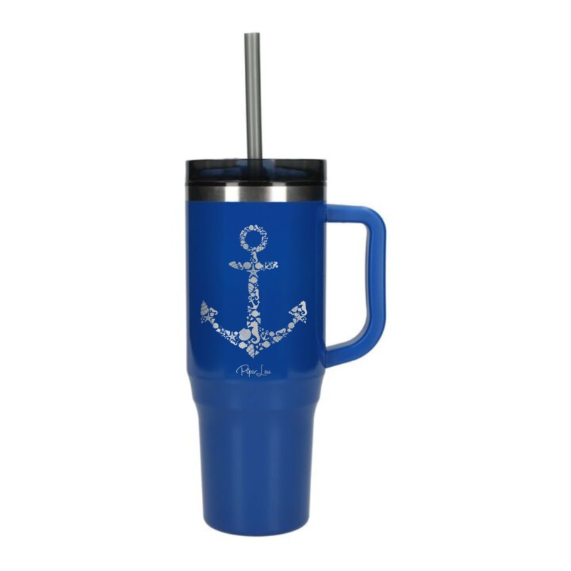 Anchor Laser Etched 40oz Tumbler + Straw