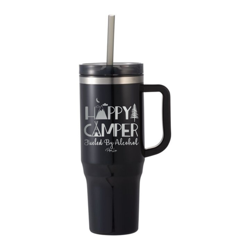 Happy Camper Fueled by Alcohol Laser Etched 40oz Tumbler + Straw