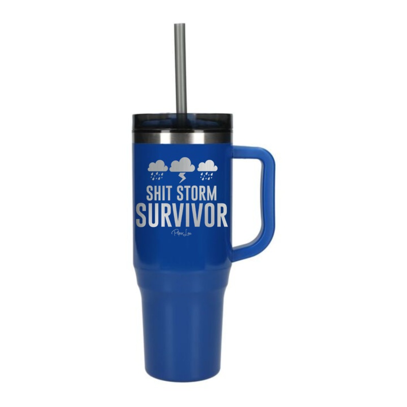Shit Storm Survivor Laser Etched 40oz Tumbler + Straw