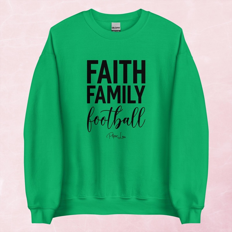 Faith Family Football Graphic Crewneck Sweatshirt